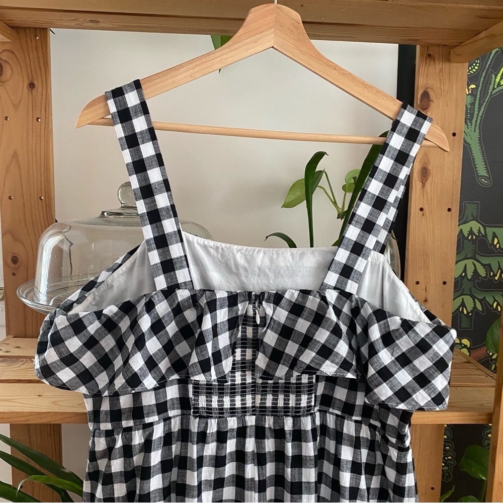 J. Crew Black White Gingham Plaid Ruffle Midi Dress 14 - Picture 9 of 16